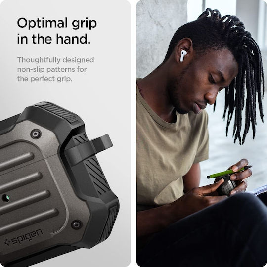 Spigen Tough Armor Silicone Case with Keychain Gunmetal for Apple AirPods 3
