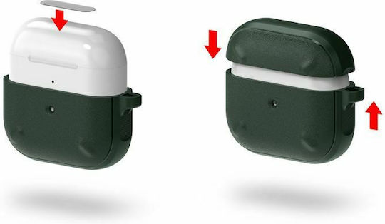 Ringke Onyx Hülle Synthetisch,Polyester/Cotton/Leather mit Haken Dark Green für Apple AirPods 3