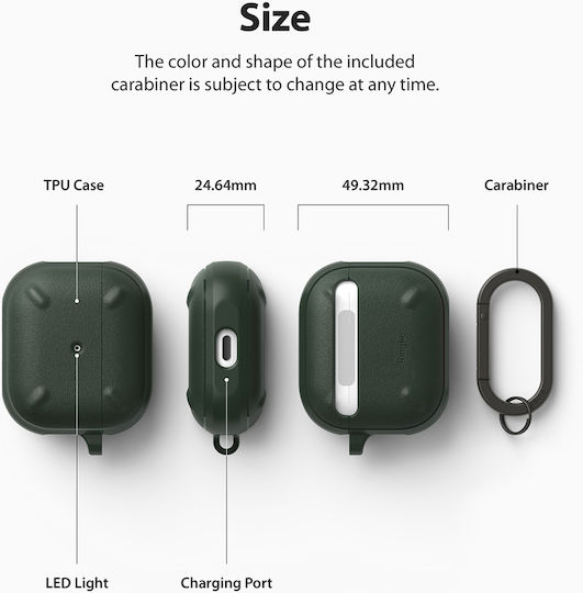 Ringke Onyx Hülle Synthetisch,Polyester/Cotton/Leather mit Haken Dark Green für Apple AirPods 3