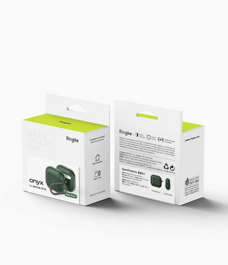 Ringke Onyx Hülle Synthetisch,Polyester/Cotton/Leather mit Haken Dark Green für Apple AirPods 3