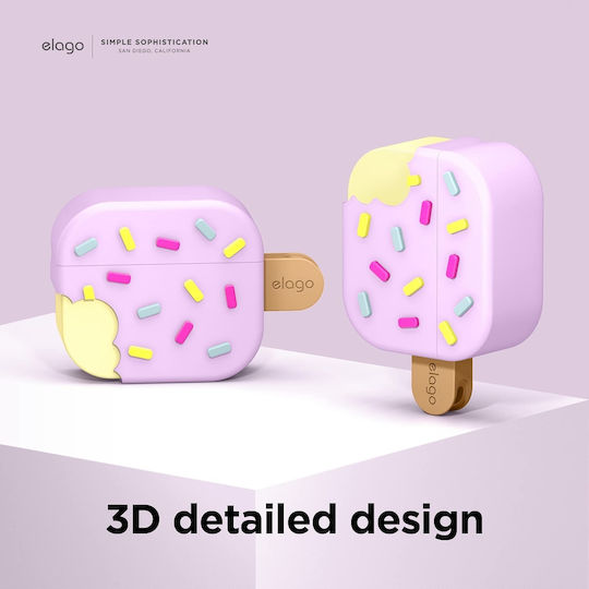 Elago Ice Cream Θήκη Σιλικόνης με Γάντζο Lavender για Apple AirPods 3