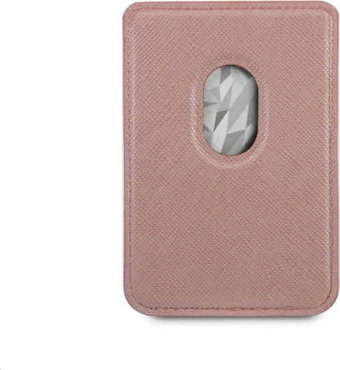 Guess MagSafe Калъф за карти Saffiano в Розов цвят
