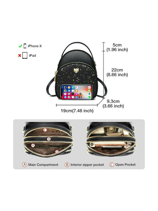 Leder Damentasche Rucksack Schwarz