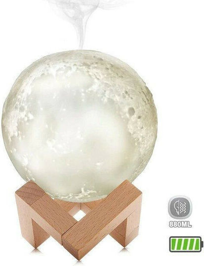 Ανάγλυφο Φωτιστικό Αφής Υγραντήρας 3D Moon Lamp LED Λευκό