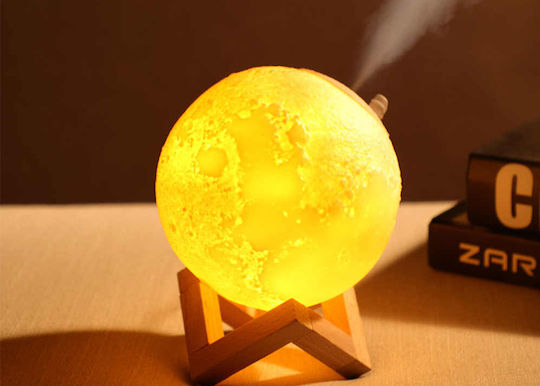 Ανάγλυφο Φωτιστικό Αφής Υγραντήρας 3D Moon Lamp LED Λευκό