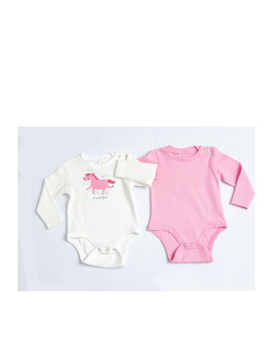 Dreams by Joyce Happiness Set Baby Unterwäsche Strampler Langärmliges White Pink