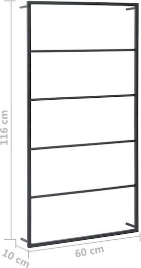 vidaXL Wall-Mounted Bathroom Ladder with 6 Positions ​60x116cm Black