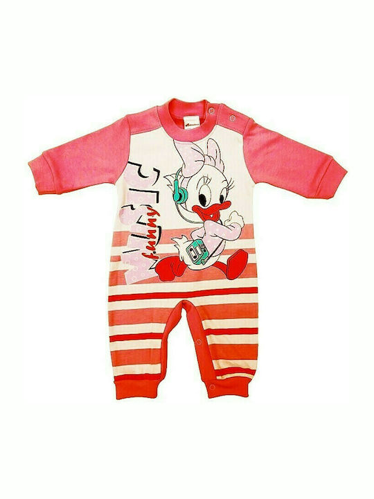 Beboulino Duck Baby Bodysuit Set Long-Sleeved Coral