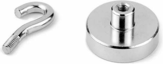 Neodymium Round Magnet with Traction Force 15kg L25xW25mm with Hook 25mm 15kg