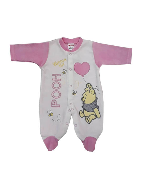 Beboulino Pooh Baby Bodysuit Set Long-Sleeved Velvet Pink