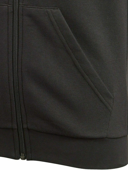 Athletic Kids Sweatshirt Cardigan Cotton with Hood Black Essentials 3-Stripes