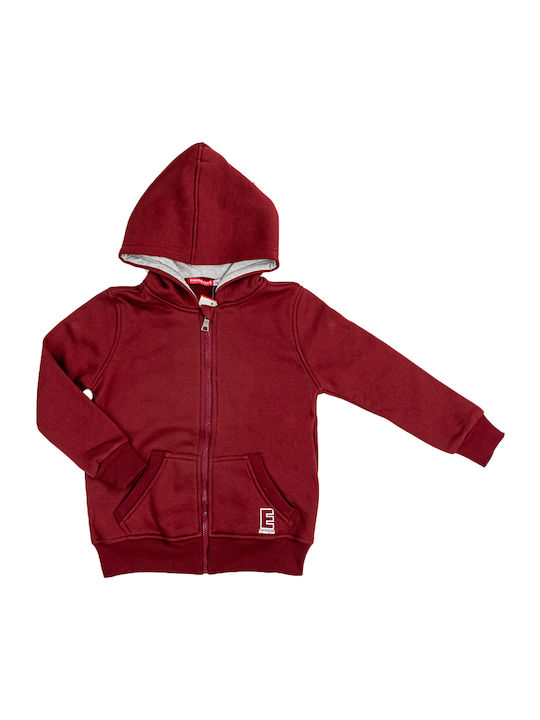 Kids Sweatshirt Cardigan Cotton with Hood Burgundy