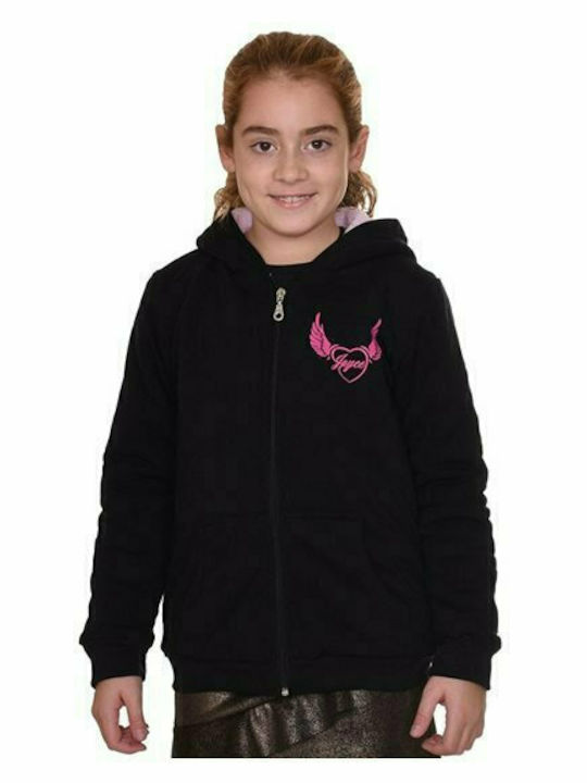 Joyce Girls Hooded Sweatshirt with Zipper Black