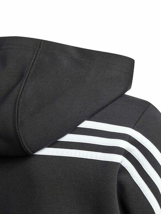 Kids Sweatshirt Cardigan with Hood and Pockets Black 3-Stripes