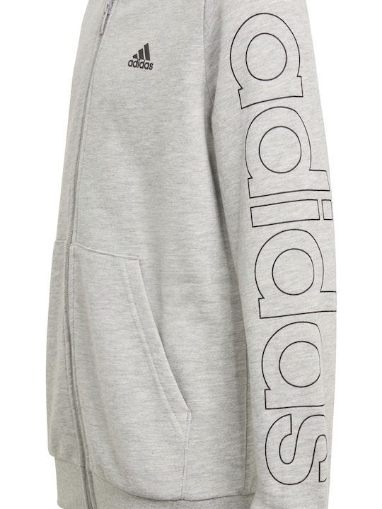 Kinder-Sweatshirt Strickjacke mit Kapuze und Taschen Grau Essentials