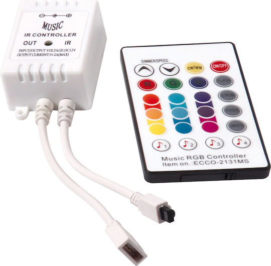 Active Jet Rezistent la apă Bandă LED AJE-LED MUSIC 12V RGB Lumină 3m cu Sursă de alimentare & Telecomandă
