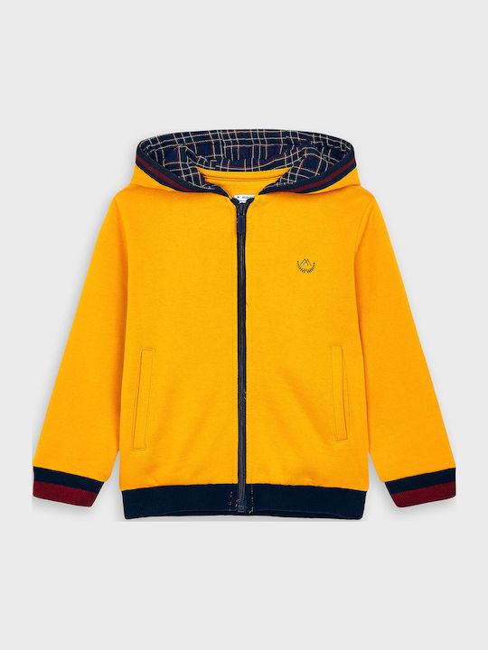 Kids Sweatshirt Cardigan Cotton with Hood Yellow
