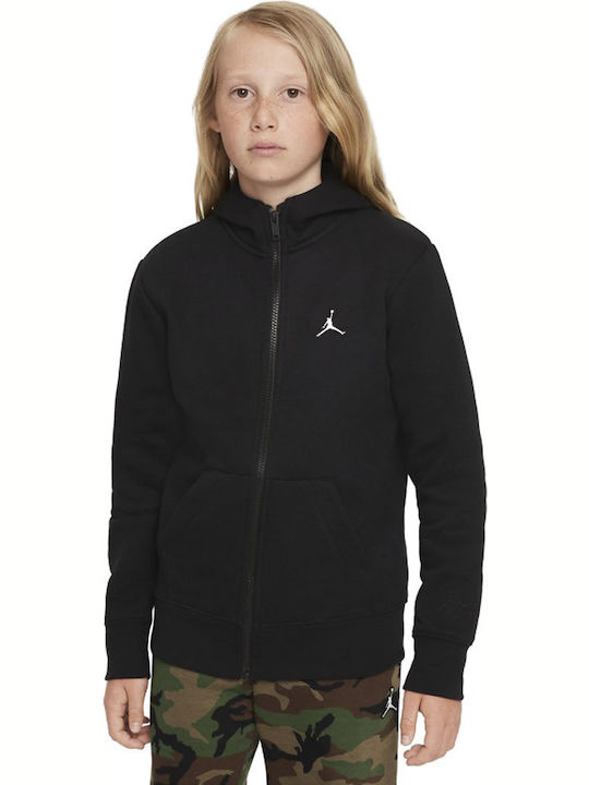 Athletic Kids Cardigan Cotton with Hood Black Essentials