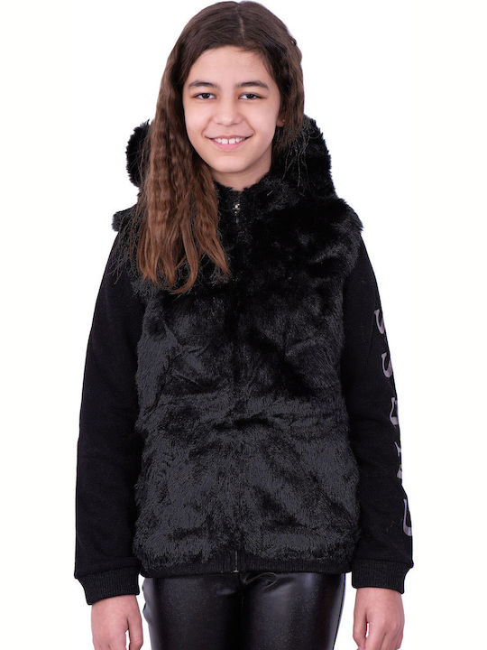 Kids Sweatshirt Cardigan with Hood Black Active
