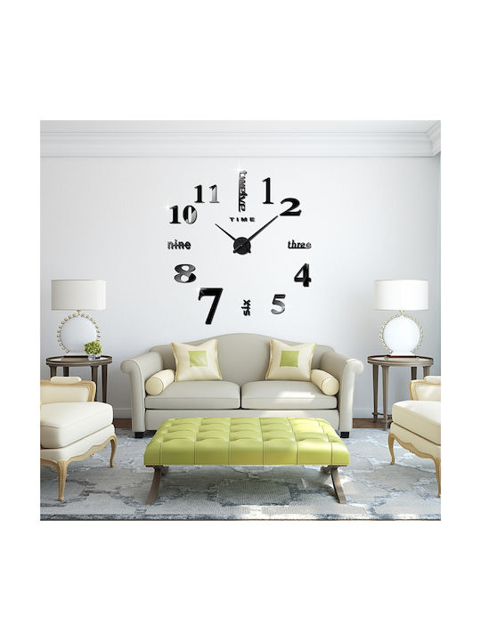 3D Wall Clock Sticker Plastic Black