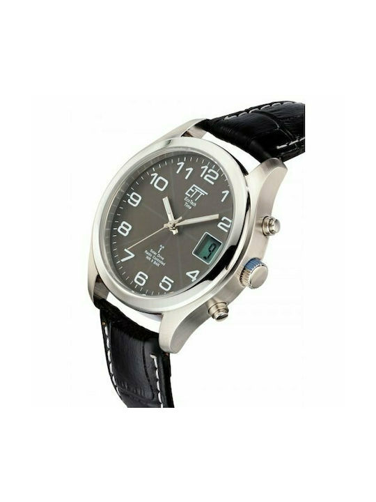 ETT Basic Watch Solar with Black Leather Strap