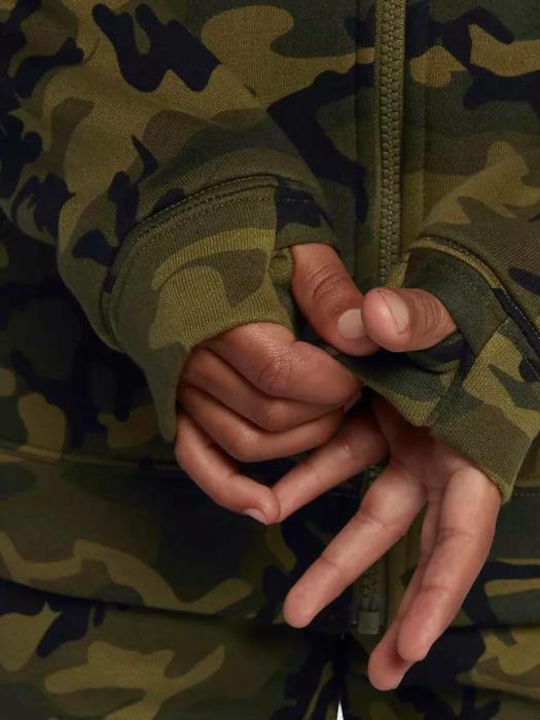 Αθλητική Παιδική Ζακέτα Φούτερ Βαμβακερή με Κουκούλα Χακί Nsw Club
