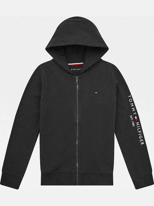 Kids Sweatshirt Cardigan Knitted with Hood Black Essential