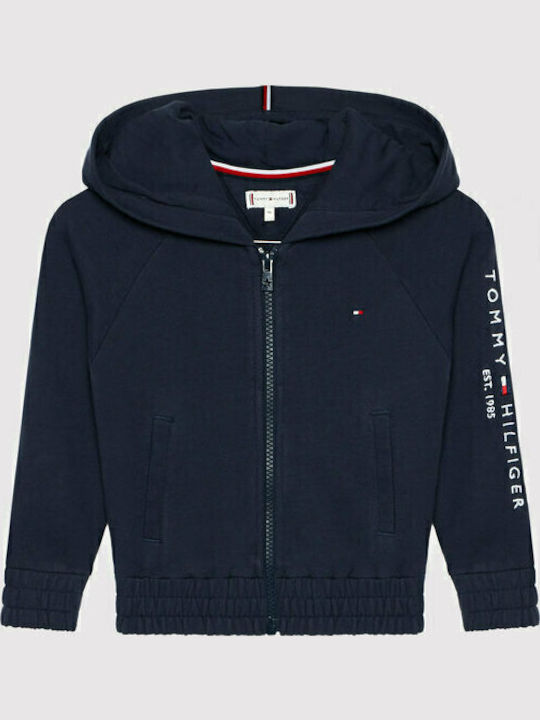 Kids Sweatshirt Cardigan with Hood Blue Essential