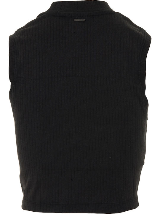 Spring Muse Women's Crop Top Sleeveless Black