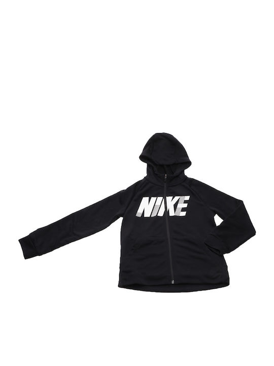 Αθλητική Παιδική Ζακέτα Φούτερ Dri-Fit με Κουκούλα Μαύρη
