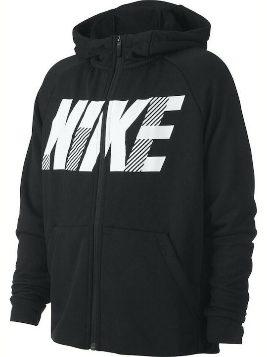 Αθλητική Παιδική Ζακέτα Φούτερ Dri-Fit με Κουκούλα Μαύρη