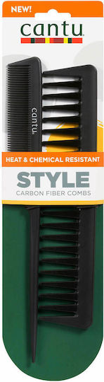 Cantu Heat Resist Comb Χτένα Μαλλιών Μαύρη 2τμχ