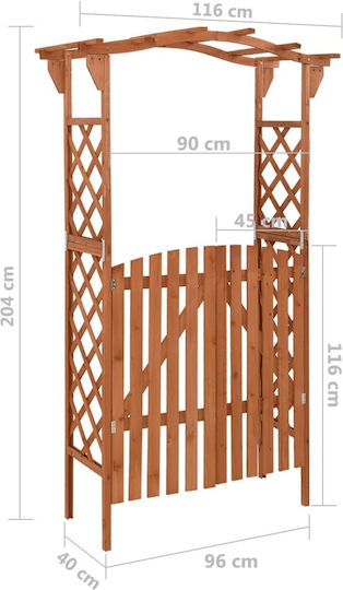 Дървена Градинска Арка с Ромбовидна Решетка в Кафяв Цвят 116x40x204см