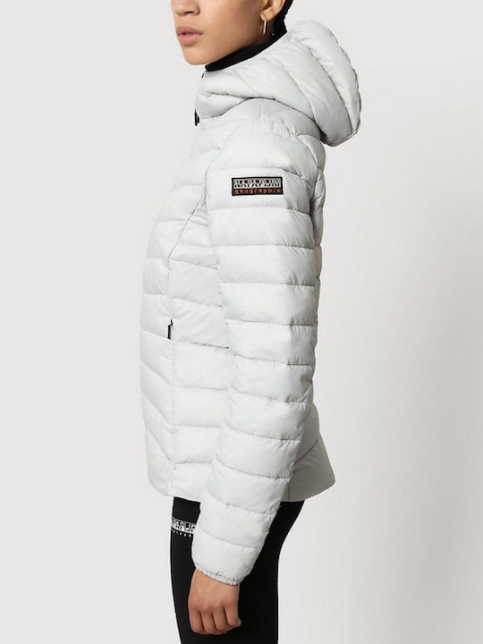 Aerons Κοντό Γυναικείο Puffer Μπουφάν για Χειμώνα Γκρι