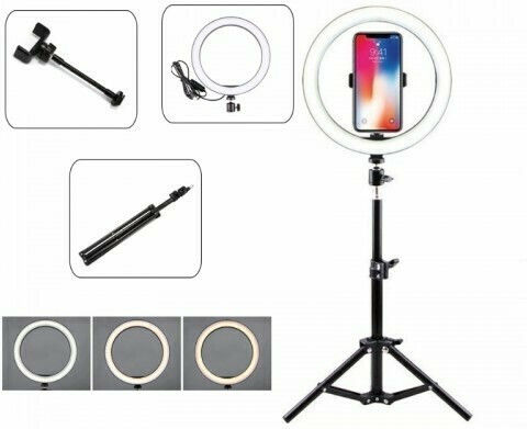 Ring Lamp Light LED USB Tripod 2.1m Ring Light 26cm 2500 - 4500K with Floor Tripod and Mobile Phone Holder