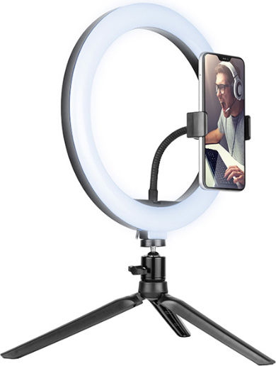 Tracer Led Ring Lamp with Mini Tripod Ring Light 26cm 2700 - 7000K with Desktop Tripod and Mobile Phone Holder