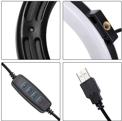 BD-260 LED RGB Ring Light 26cm 2500 - 4500K with Desktop Tripod and Mobile Phone Holder