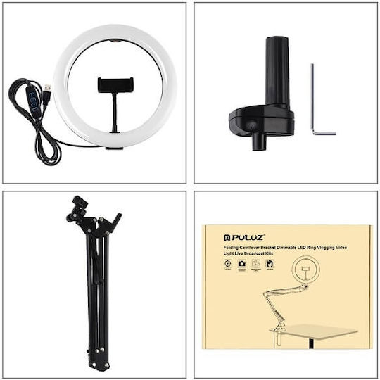 Puluz LED Ring Light Ring Light 26cm With Desktop Stand And Mobile Phone Holder