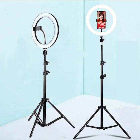 Ring Lamp Light LED Ring Light 25.5cm 2500 - 4500K με Τρίποδο Δαπέδου και Βάση για Κινητό