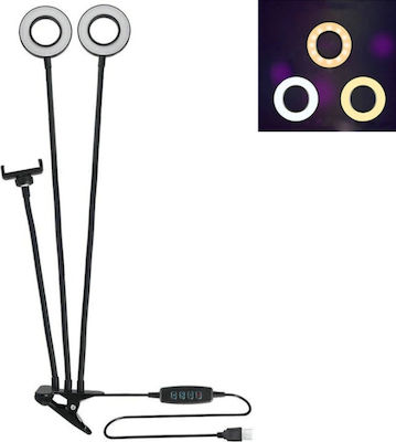 Ring Light 3 in 1 Βάση Κινητού Μαύρο Ring Light 9cm with Desktop Stand/Mount Stand and Mobile Holder