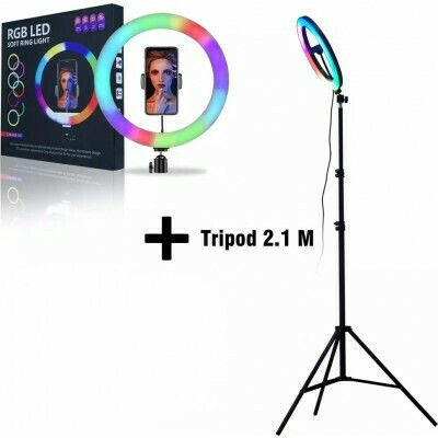 CXB-RGB260 RGB Ringlicht 26cm 2500 - 4500K mit Halterung für Handy
