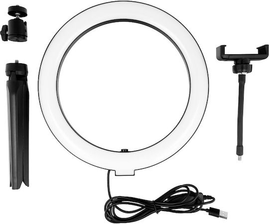 Ringlicht 25cm 2700 - 7000K mit Schreibtisch Stativ und Handyhalter