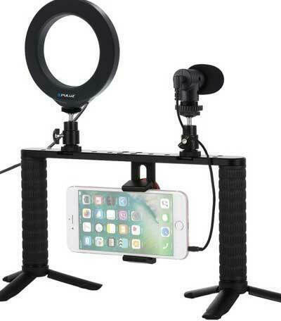 Puluz Led & Microphone Ring Lights 12cm 3200 - 6500K with Desktop Stand and Mobile Phone Holder