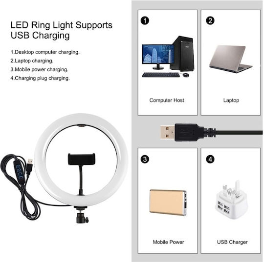 Puluz Ringlicht 26cm 3200 - 6500K mit Bodenstativ und Handyhalter
