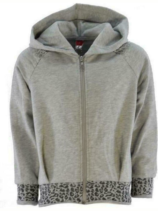 Joyce Girls Hooded Sweatshirt with Zipper Gray