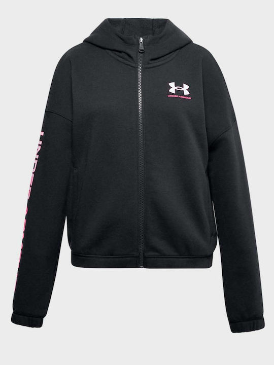 Athletic Kids Sweatshirt Cardigan Fleece with Hood Black Rival