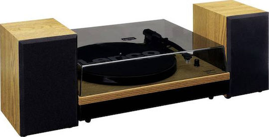 Lenco LS-300 LEN-LS300WD Turntables with Preamp and Built-in Speakers Brown