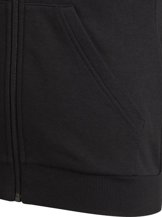 Athletic Kids Sweatshirt Cardigan Cotton with Hood Black Essentials