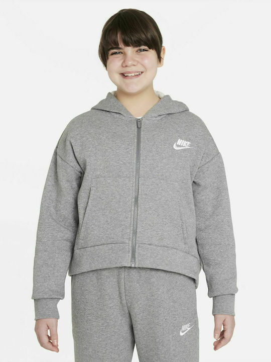 Athletic Kids Cardigan Cotton with Hood Gray Sportswear Club