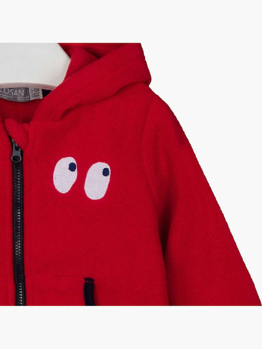 Παιδική Ζακέτα Fleece με Κουκούλα Κόκκινη